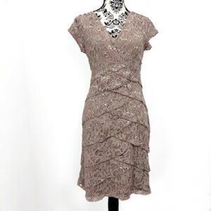 Jessica Sequin Lace Tiered Cocktail Dress